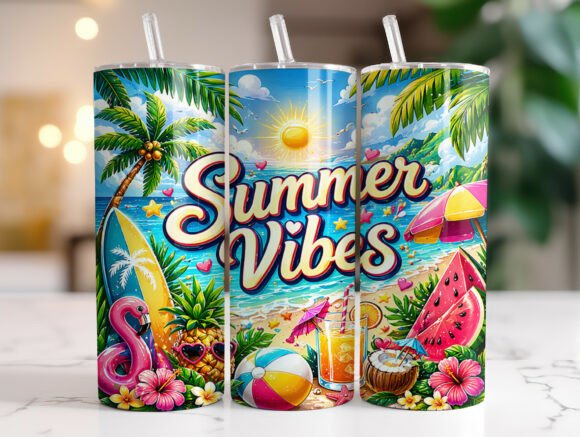 20oz Tropical Beach Summer Vibes Tumbler