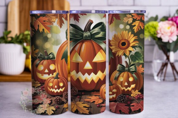 Autumn Pumpkins and Sunflowers Tumbler Graphics