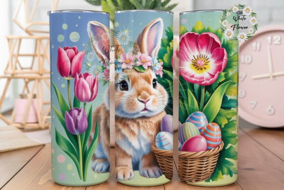Baby Cow Easter Floral Skinny Tumbler Graphics for Tumbler Wraps