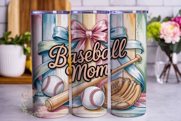 Baseball Mom Pastel Tumbler Wrap PNG