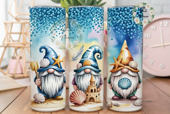 Beach Gnomes Watercolor 20oz Tumbler Graphics