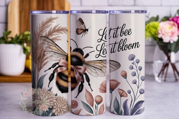 Bee and Bloom Floral 20oz Tumbler Wrap Graphics