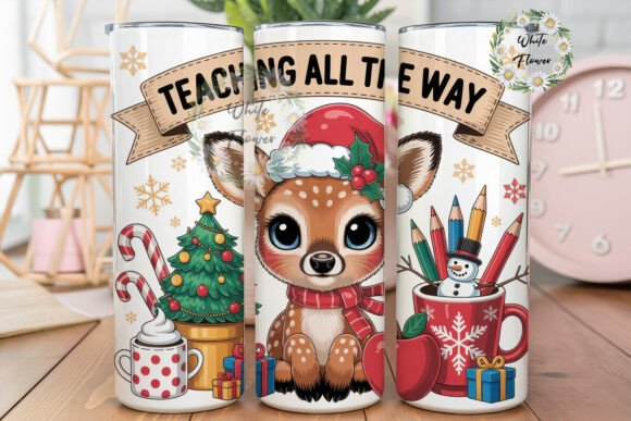 Christmas Deer Teacher Tumbler Wraps Graphics Review