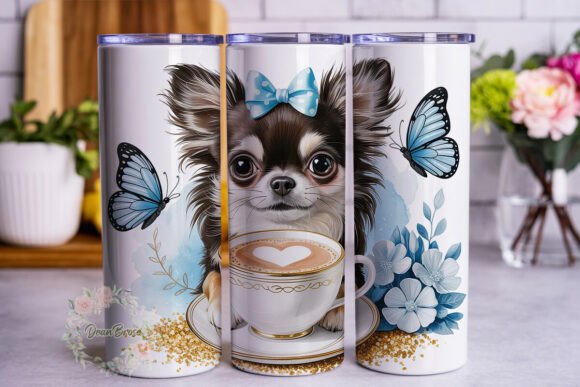 Cute Chihuahua Coffee 20oz Tumbler Wrap Graphics