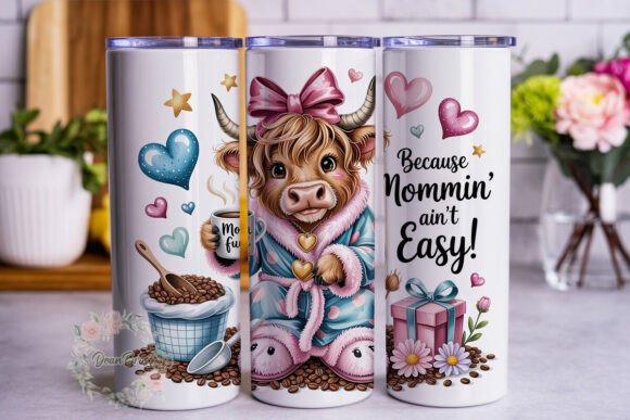 Cute Cow Mom Life 20oz Tumbler Wrap Graphics