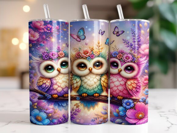 Cute Floral Owl Tumbler Wrap Graphics Review