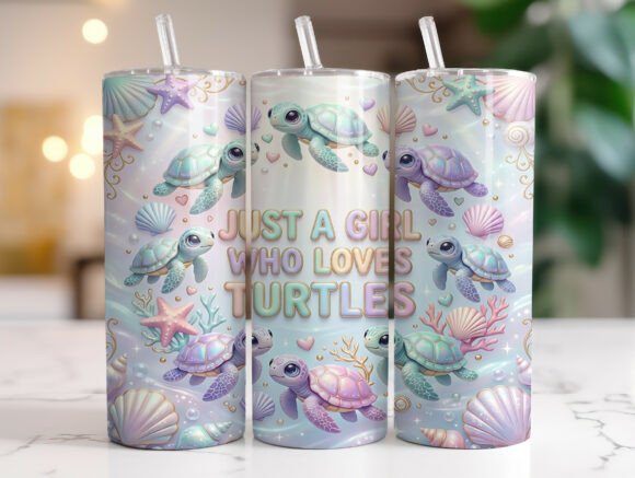 Cute Sea Turtle Pastel Tumbler Wrap Graphics