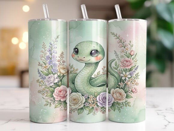 Cute Snake Floral Tumbler Wraps & Graphics Review