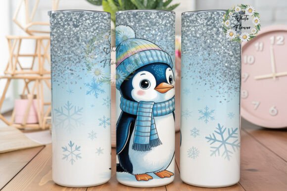 Cute Winter Penguin 20oz Tumbler Wrap: Graphics & Tumbler Wraps