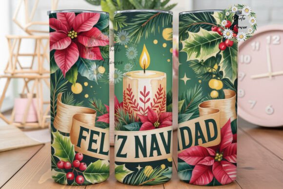 Festive Holly Candle 20oz Tumbler Wrap: Graphics for Publishers