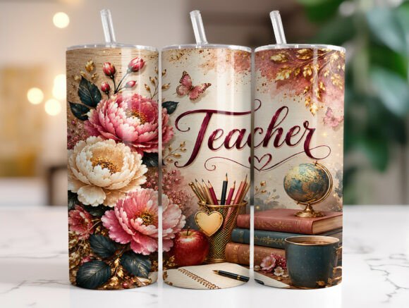 Floral Teacher Tumbler Wraps: Graphics for Local Branding