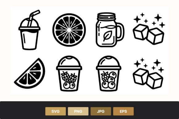 Fruit Cup Berry Juice Vector Icons Graphics