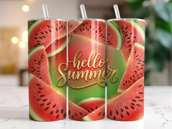 Hello Summer Watermelon Tumbler Graphics
