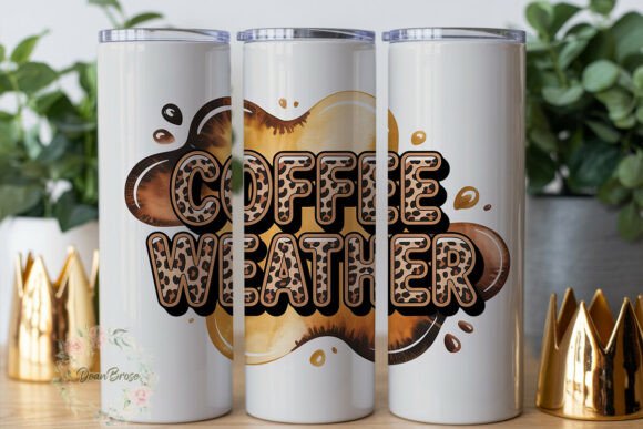Leopard Print Coffee Weather Tumbler Graphics & Wraps