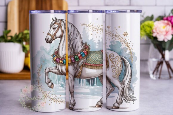 Majestic Winter Horse Tumbler Wrap Graphics