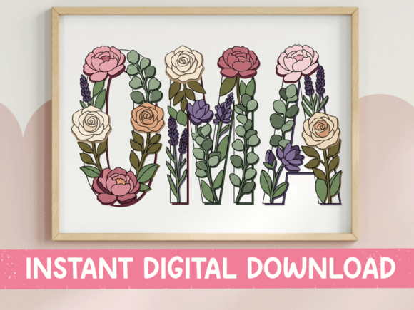 Oma Wildflower Letter Art SVG Soft