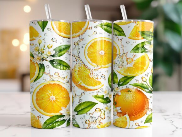 Orange Citrus Splash 20oz Tumbler Wrap Graphics
