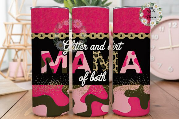 Pink Camo Mama 20oz Tumbler Wrap Graphics