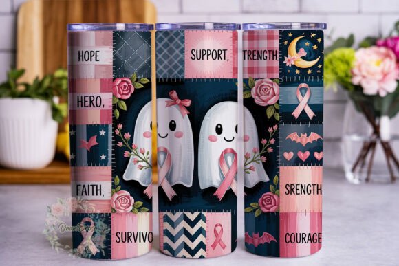 Pink Patchwork Ghost Awareness Tumbler