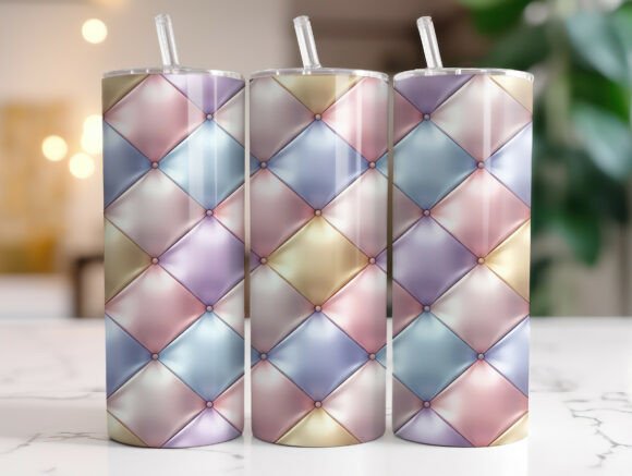 Quilted Pastel Geometric Tumbler Graphics & Wraps