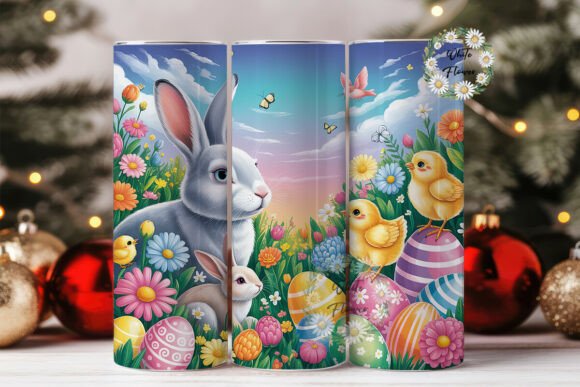 Spring Easter Bunnies Chicks Tumbler Graphics & Tumbler Wraps