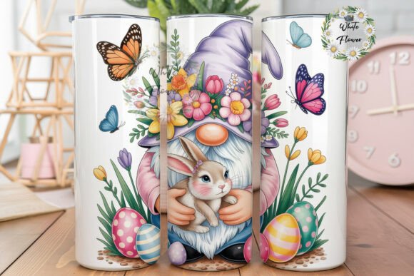 Spring Gnome Easter Bunny 20oz Tumbler Wraps Graphics