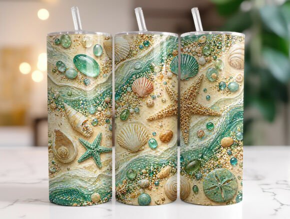 Summer Shells Starfish Beach Tumbler Graphics