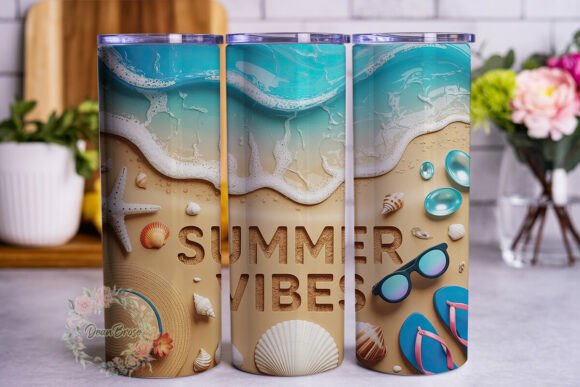 Summer Vibes Beach Scene Tumbler Wrap