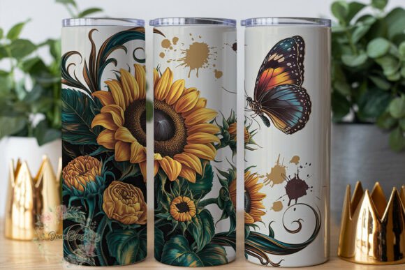 Sunny Sunflower Butterfly 20oz Tumbler Graphics & Wraps