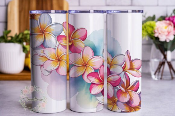 Tropical Plumeria Floral 20oz Tumbler Graphics