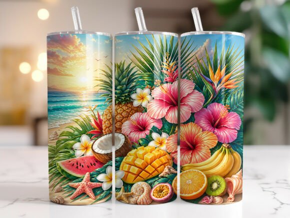 Tropical Summer Beach Tumbler Wrap Graphics