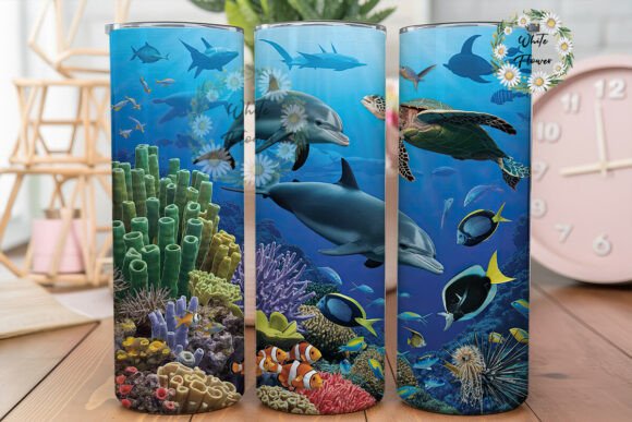 Underwater Reef Life 20oz Tumbler Wrap Graphics